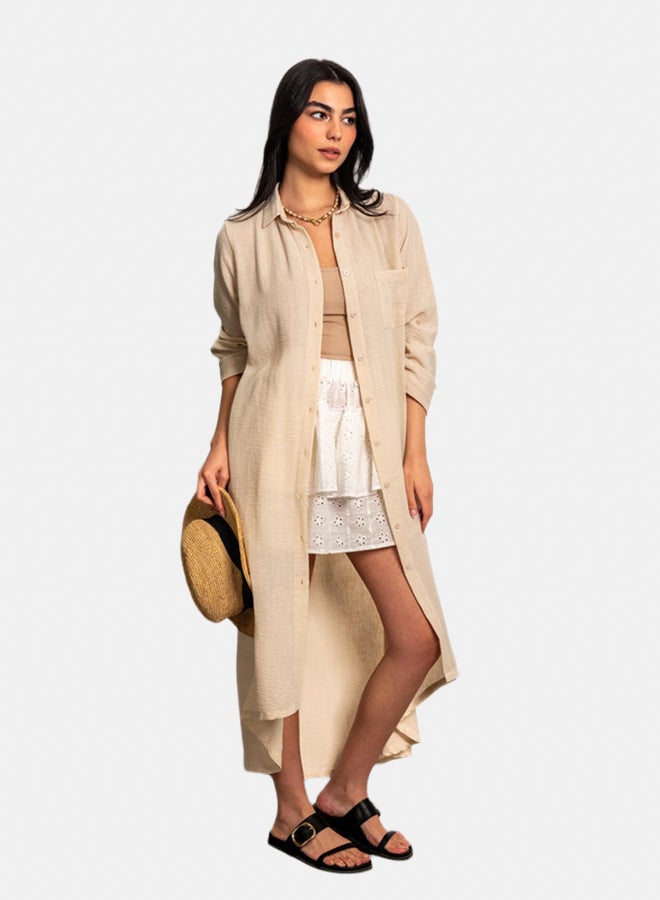 Azul Wide Linen Shirt Dress - Image 1